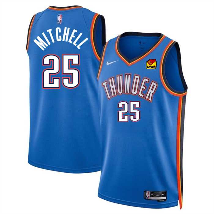 Men%27s Oklahoma City Thunder #25 Ajay Mitchell Blue 2024 Draft Icon Edition Stitched Basketball Jersey Dzhi->oklahoma city thunder->NBA Jersey